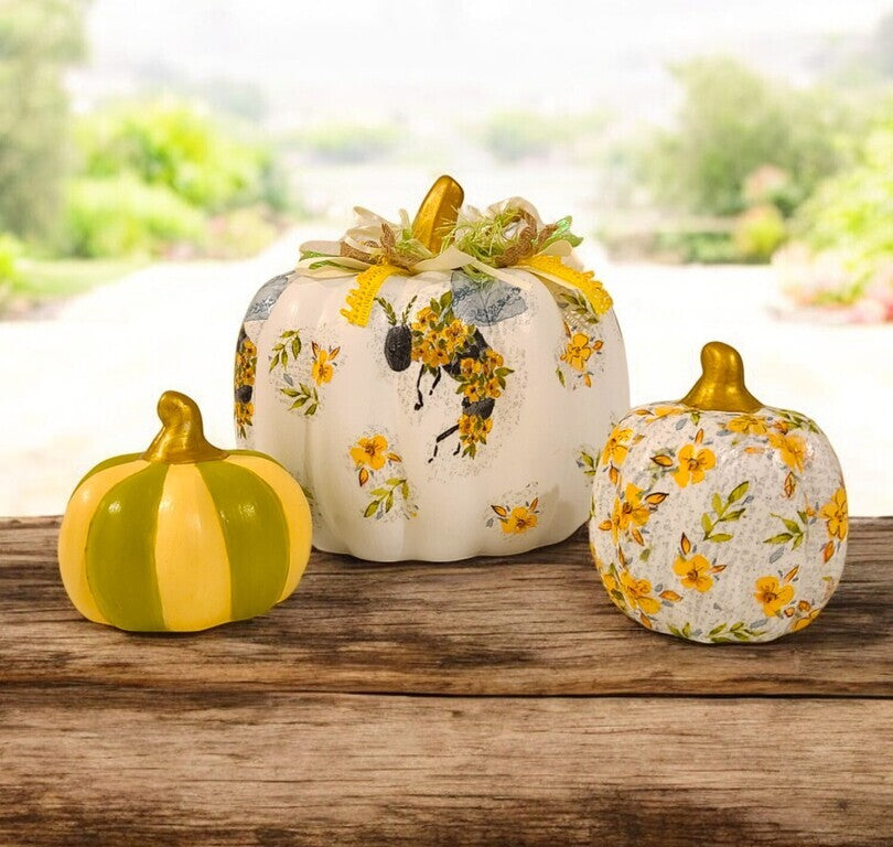 Set of 3 Fall Themed Ceramic Pumpkins - Multiple Designs to Chose From!