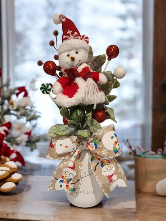 Mason Jar Centerpiece with Snowman