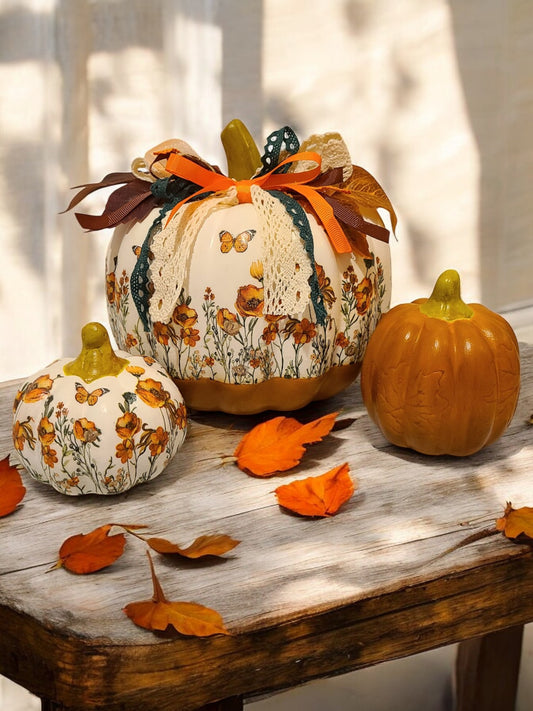 Set of 3 Fall Themed Ceramic Pumpkins - Multiple Designs to Chose From!